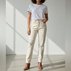 Good American 90s Icon Straight Slim Jeans Bone Color NWT 14/ 32 Inseam